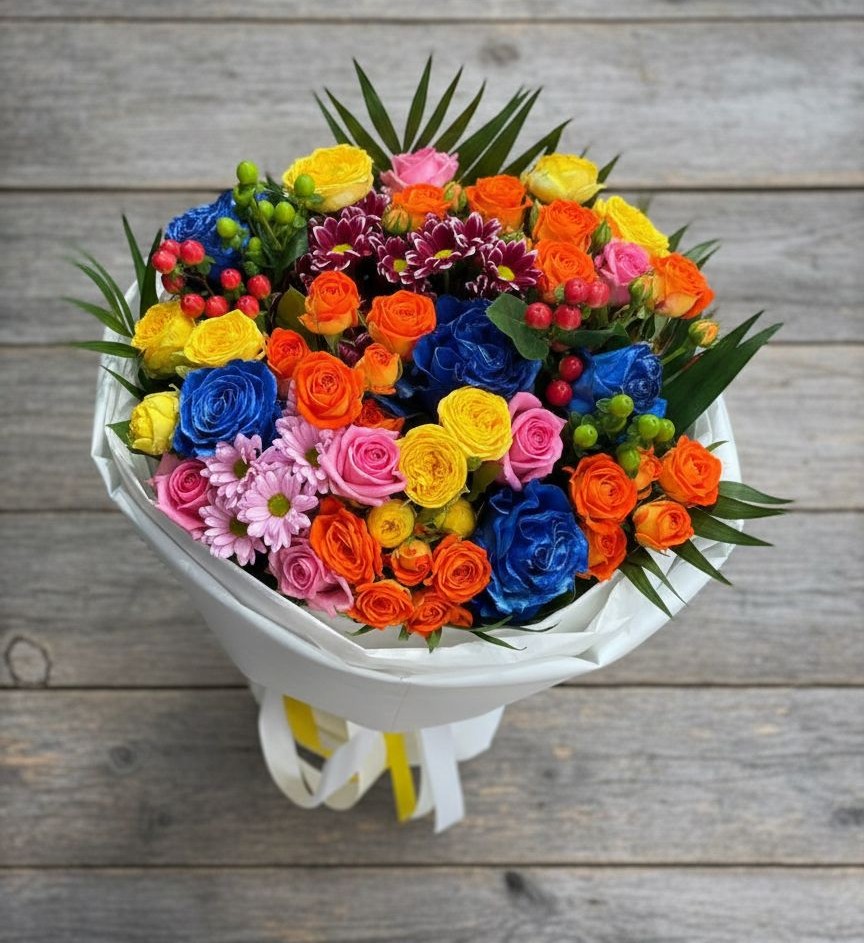 Букет цветов из: Розы и Хризантемы в Хурбе