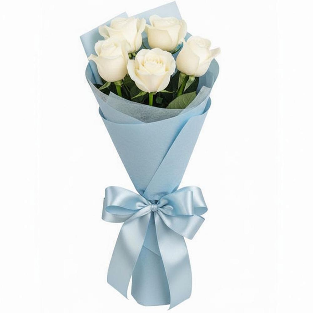 Букет 5 Белых роз Проуд в Хурбе