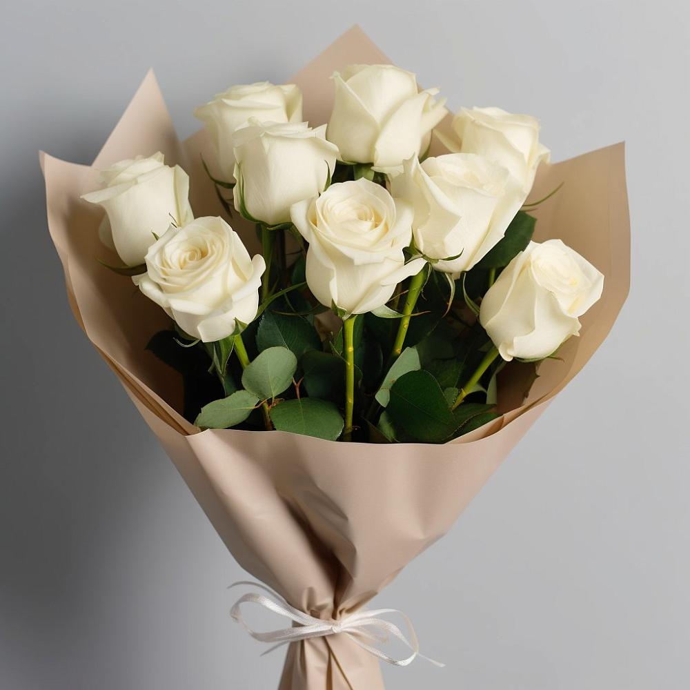 Букет 9 Белых роз Эдлесс Лав в Хурбе