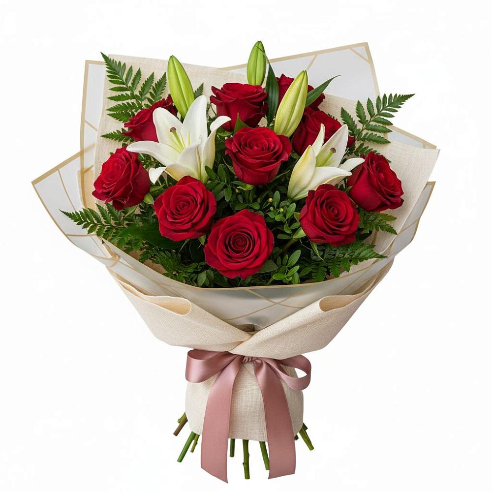 Букет цветов из: Лилии и Розы в Хурбе