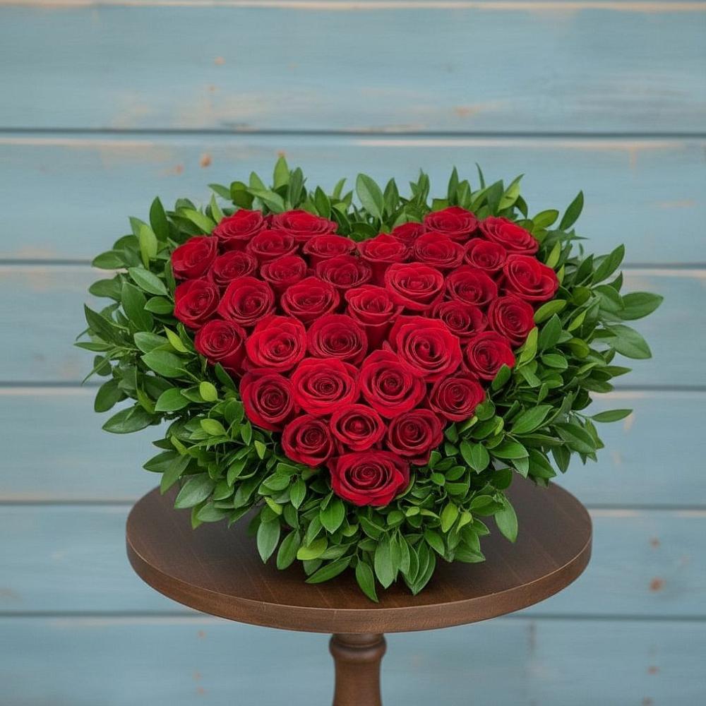 Цветочная композиция из Розы в виде сердца в Хурбе