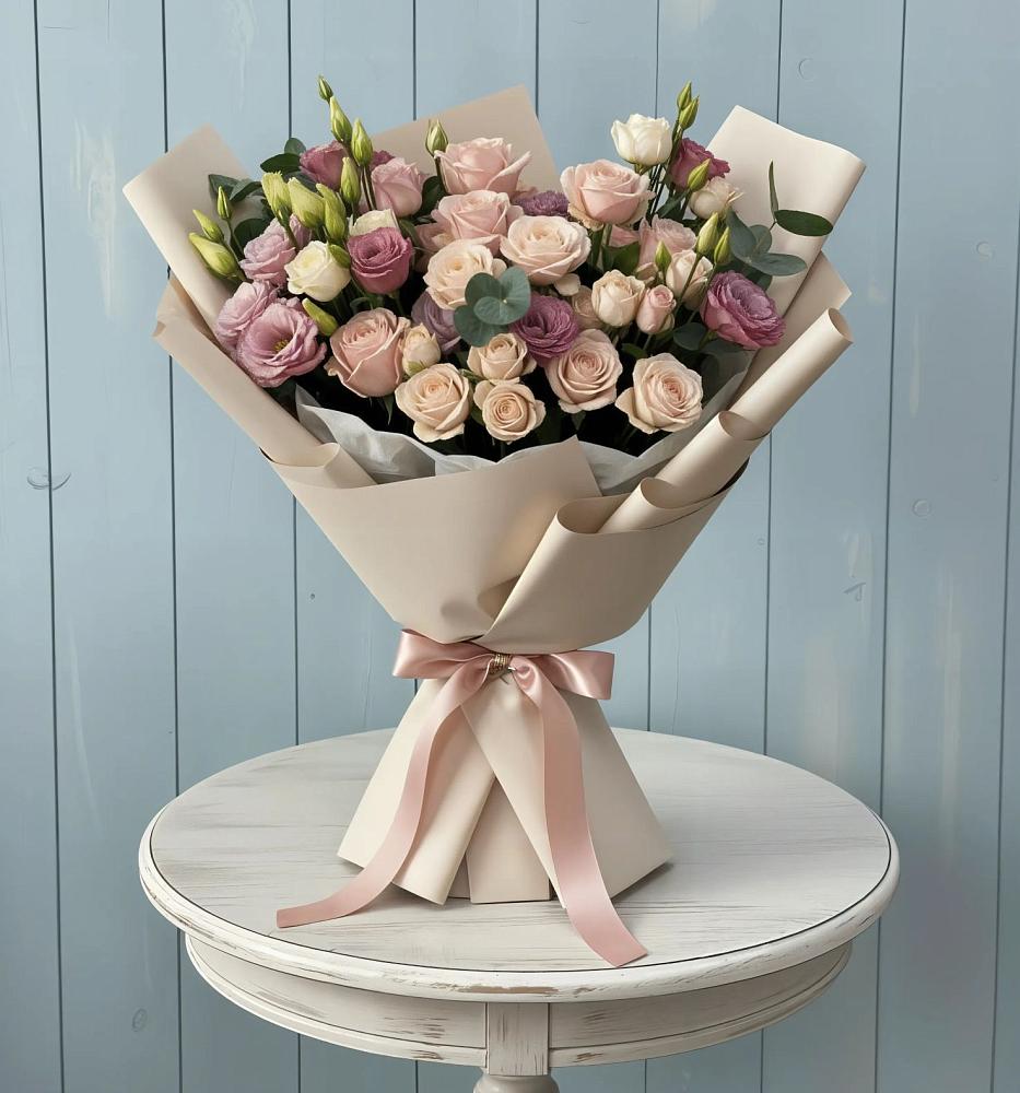 Букет цветов из: Розы и Лизиантусы в Хурбе