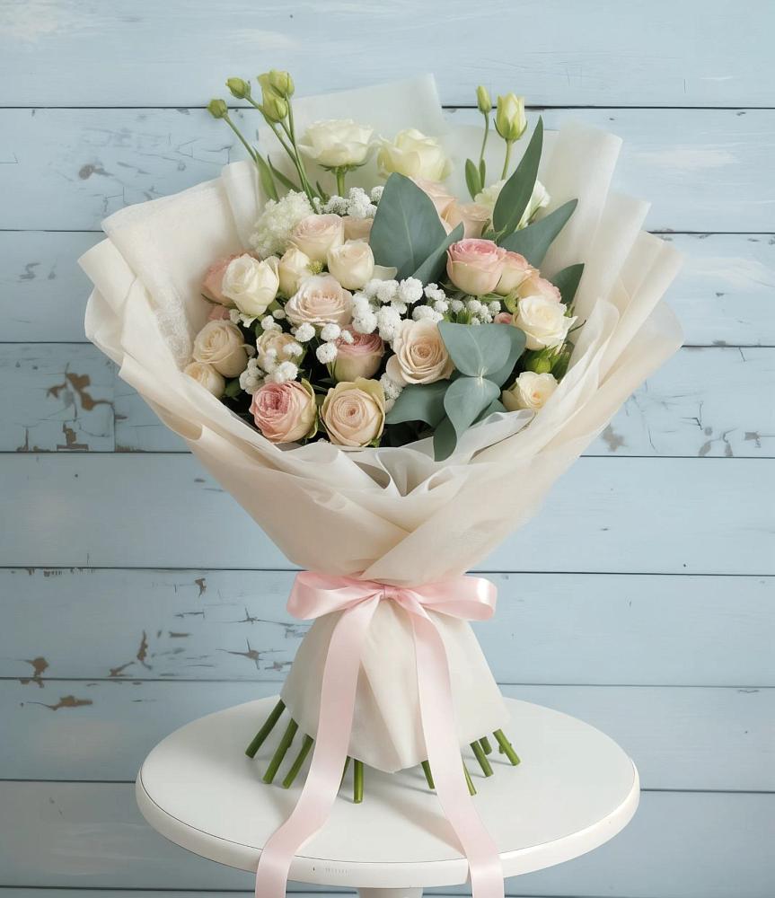 Букет цветов из: Розы и Лизиантусы в Хурбе