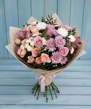 Букет цветов из:  Хризантемы, Розы и Альстромерии #REPLACE_PRED# Хурбе